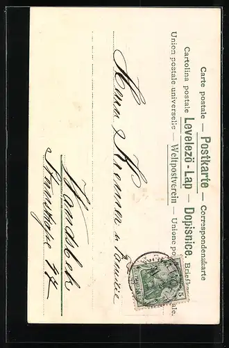 AK Kirche mit Jahreszahl 1903 und Goldverzierungen