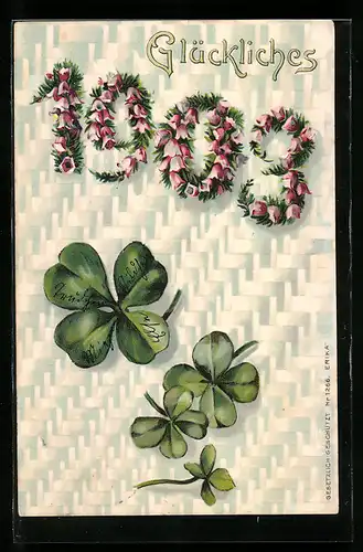 Künstler-AK Neujahrsgruss, Blumenjahreszahl 1903