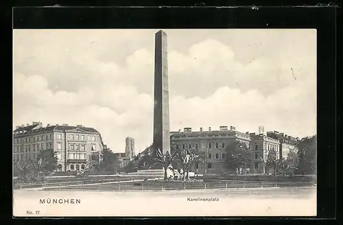 AK München, Karolinenplatz mit Denkmal