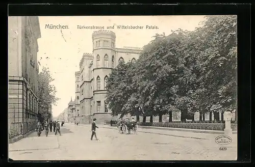 AK München, Türkenstrasse und Wittelsbacher Palais