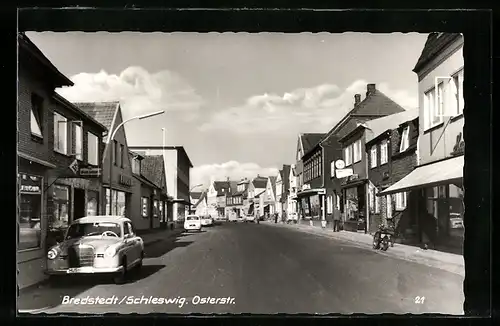 AK Bredstedt /Schleswig, Osterstrasse mit Geschäften