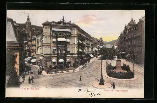 AK Baden-Baden, Partie am Leopoldsplatz