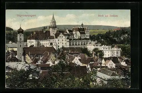 AK Sigmaringen, Teilansicht mit Schloss