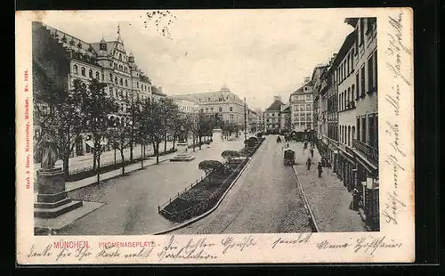 AK München, Promenadenplatz mit Geschäft