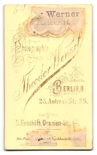 Fotografie Theodor Wenzel, Berlin, Andreas-Str. 28, Oranienstr. 44, Ältere Dame im Kleid mit einem Buch