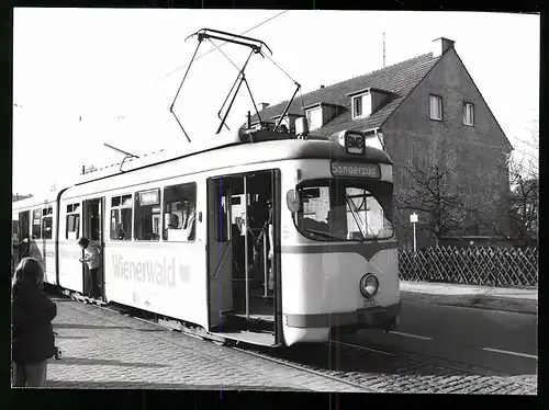 Fotografie Kleinholz, Köln, Ansicht Köln-Rodenkirchen, Strassenbahn-Triebwagen Nr. 3773, BMB-Zug an der Endhaltestelle