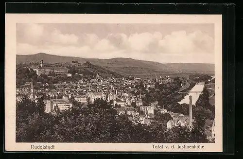 AK Rudolstadt, Totalansicht von der Justinenhöhe