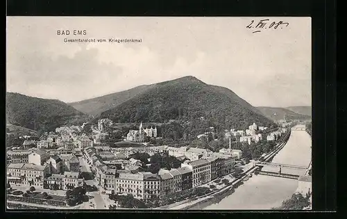 AK Bad Ems, Gesamtansicht vom Kriegerdenkmal