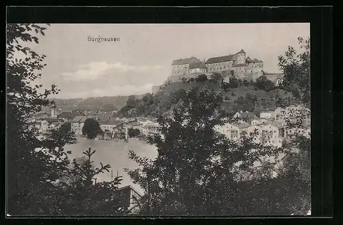 AK Burghausen, Teilansicht aus der Vogelschau