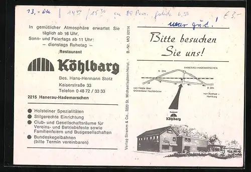 AK Hanerau-Hademarschen, Restaurant Köhlbarg H.-H. Stotz, Kaiserstrasse 33