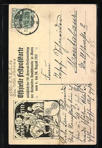 AK Mainz, 58. Generalversammlung der Katholiken, Portrait Georgius Henricus Eps, WAppen