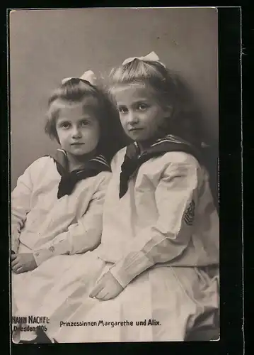 Foto-AK Walter Hahn, Nachfolger: Prinzessinnen Margarethe und Alix von Sachsen