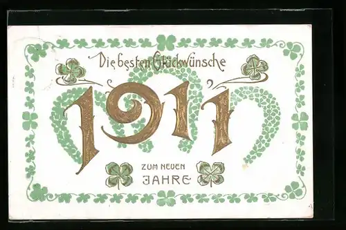 AK Jahreszahl 1911 mit Kleeblättern