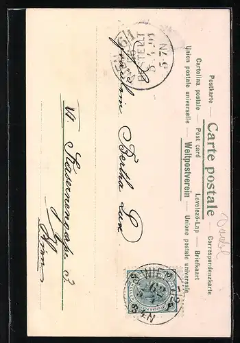 AK Osterei-Boot mit Rosen