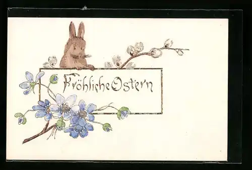 Präge-AK Osterhase wünscht Fröhliche Ostern
