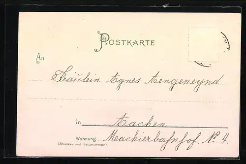 Lithographie Osterengel mit Blumenstrauss