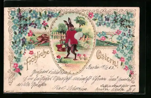 AK Osterhase trägt ein Osterei