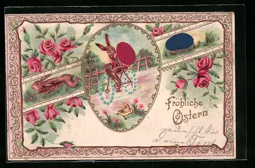 AK Osterhase mit Osterküken