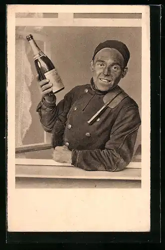 AK Schornsteinfeger mit Sektflasche