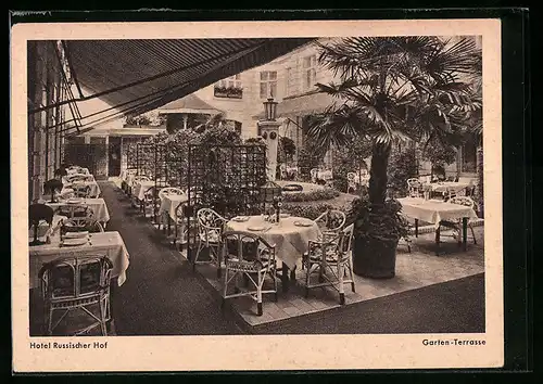 AK Berlin, Hotel Russischer Hof, Georgenstr. 21-22, Garten-Terrasse