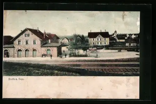 AK Roth a. See, Teilansicht mit Bahnhof aus der Vogelschau