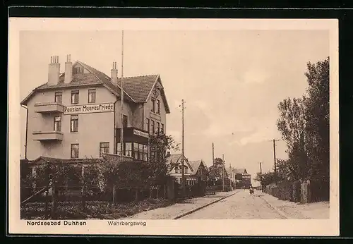 AK Duhnen /Nordsee, Partie am Wehrbergsweg mit Pension Meeresfriede