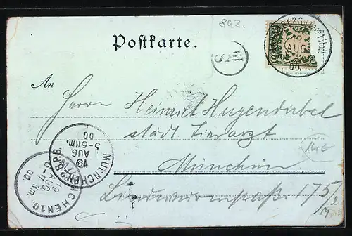 Lithographie Kloster Lechfeld, Gasthaus v. M. Wiedemann in der Nacht