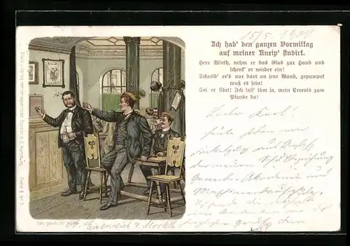 Künstler-AK Studenten in der Kneipe