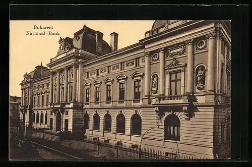 AK Bukarest, Blick auf die National-Bank