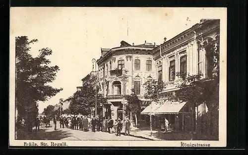 AK Braila, Str. Regala, Königsstrasse mit Geschäften