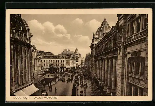 AK Bucuresti / Bukarest, Blick in die Calea Victoriei