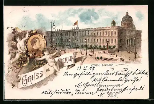 Lithographie Berlin, Ansicht vom Kgl. Schloss