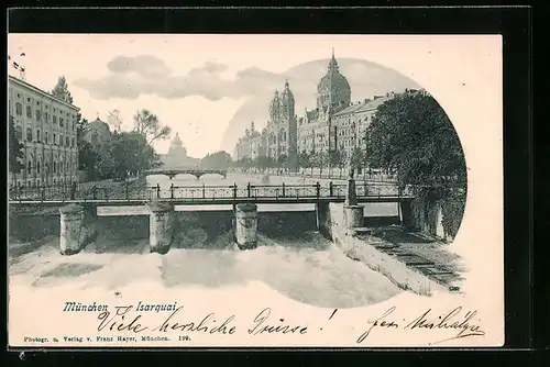 AK München, Isarquai an der Widenmeyerstrasse