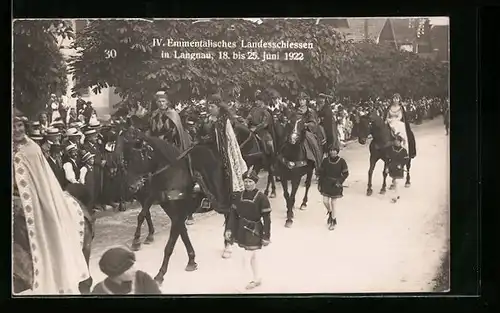 AK Langnau, IV. Emmentalisches Landesschiessen 1922, Strassenumzug, Schützenfest