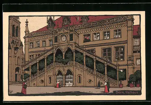 Steindruck-AK Bern, Rathaus