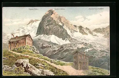 AK Geraer Hütte, Motiv mit Olperer, Fussstein und Alpeiner Scharte