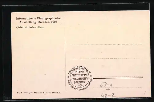 AK Dresden, Internationale Photographische Ausstellung 1909, Österreichisches Haus