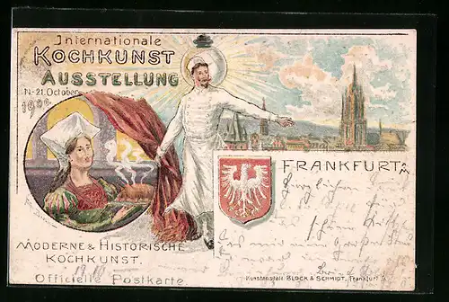 Künstler-Lithographie Frankfurt /M, Intern. Kochkunst-Ausstellung 1900