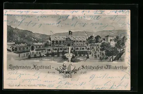 AK Winterthur, Zürcherisches Kantonal-Schützenfest, 6.-14. Juli 1902, Ortsansicht