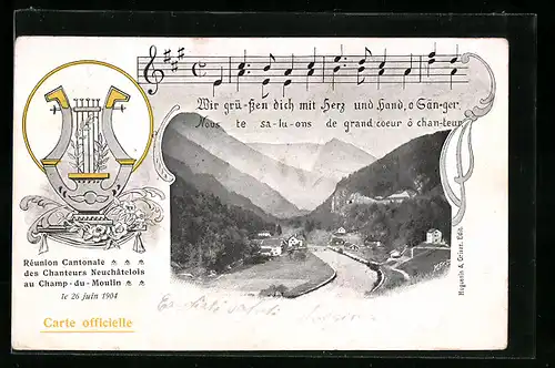 AK Champ-du-Moulin, Reunion Cantonale des Chanteurs Neuchatelois, Sängerfest