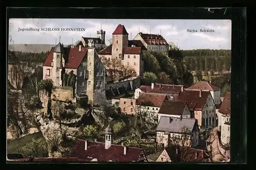 AK Hohnstein, Jugendburg Schloss Hohnstein mit umliegenden Häusern