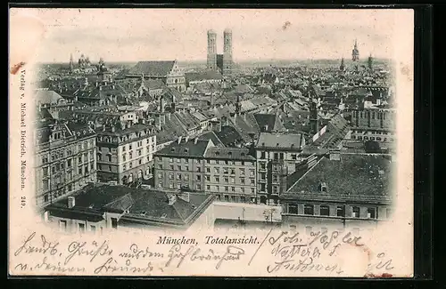 AK München, Teilansicht aus der Vogelschau