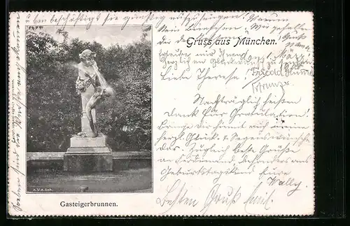 AK München, Der Gasteigerbrunnen