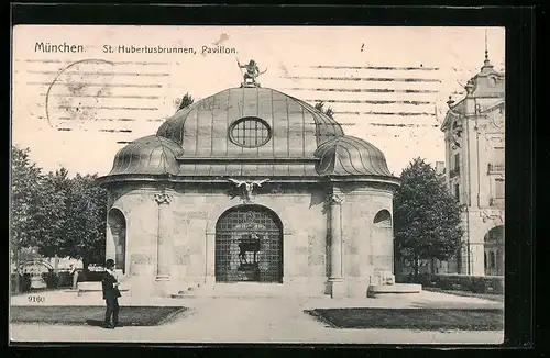 AK München, St. Hubertusbrunnen, Pavillon