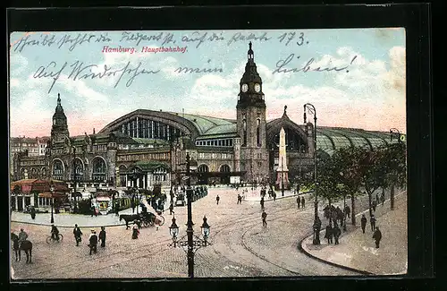 AK Hamburg-St.Georg, Blick auf den Hauptbahnhof