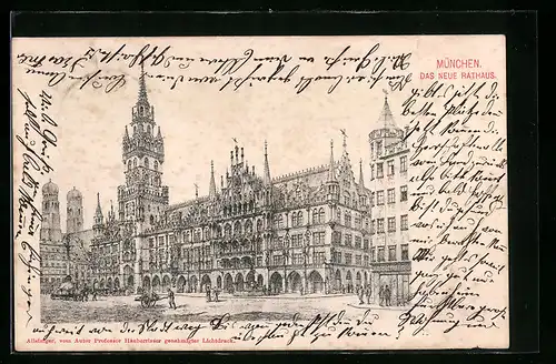 Künstler-AK München, Das neue Rathaus