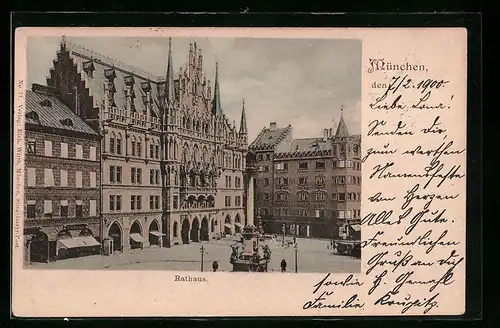 AK München, Rathaus aus der Vogelschau