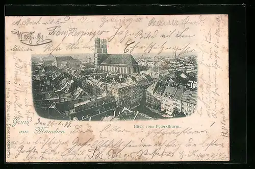 AK München, Blick vom Petersthurm auf die Stadt