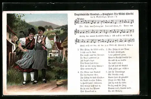 Lied-AK Hilmar Mückenberger: Oelsnitz, Die Mühl-Christl, Die Liese van Oelsnitz...