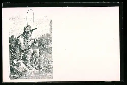 AK Ein Angler mit seinem Fang am Ufer